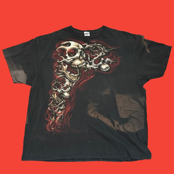 Skulls Smoke Faded Y2K T-Shirt 3XL