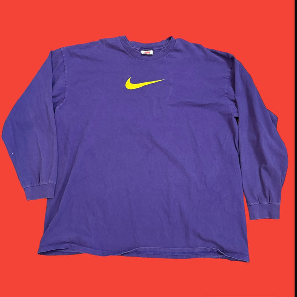 Nike Check Purple & Yellow LongSleeve T-Shirt 2XL