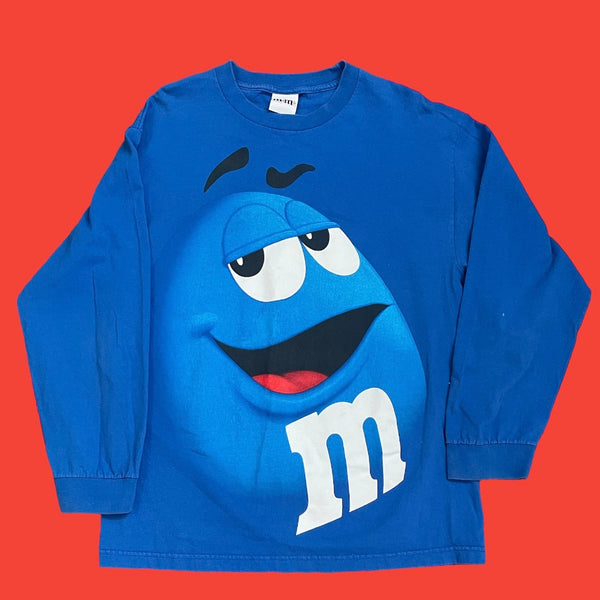 Blue M&M  Big Face LongSleeve T-Shirt L
