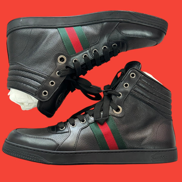 Gucci Ace Web High Top Sneakers Deadstock Size 10.5