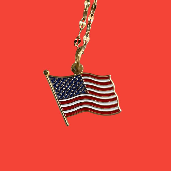 USA Flag Necklace Chain