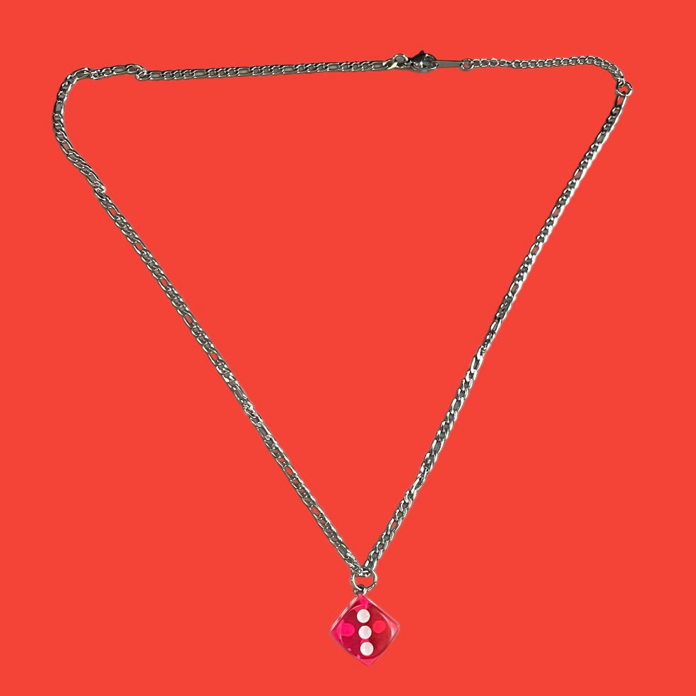 Pink Dice Necklace Chain